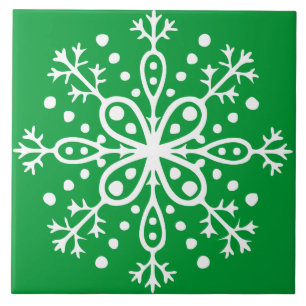 Carreau Tuile verte de flocon de neige