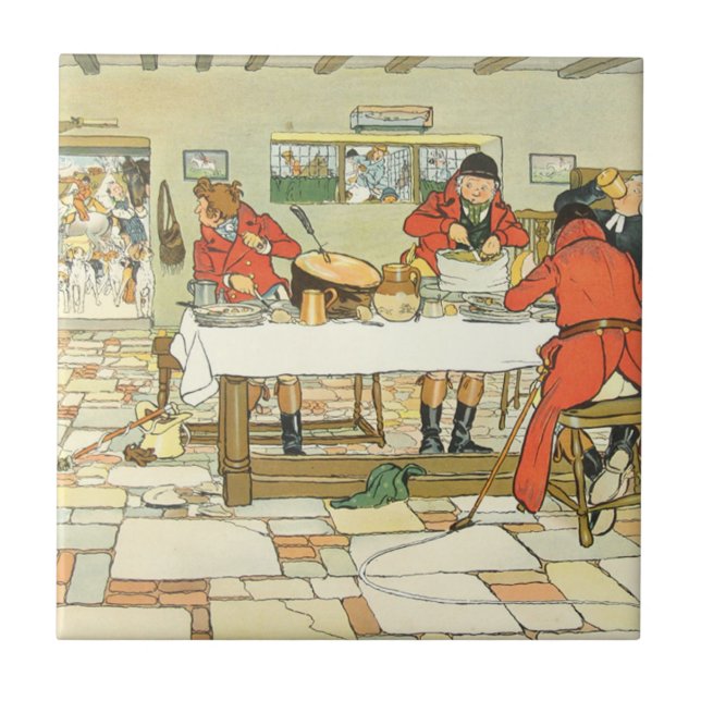 Carreau Tuile vintage de Cecil Aldin le petit déjeuner de (Devant)