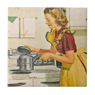 Carreau Tuile vintage de cuisine de femme au foyer des