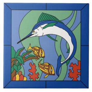 Carreau Tuile vintage de Marlin d'île de Père Noël