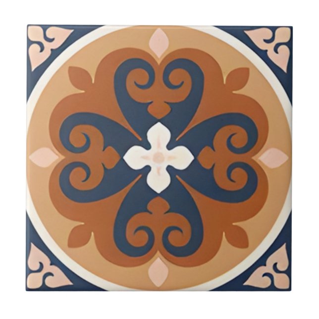 Carreau Tuiles Alhambra motif floral moderne (Devant)