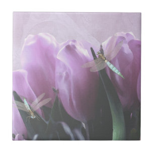 Carreau Tuiles d'art en céramique pourpre Tulip Aqua Drago