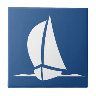 Carreau Tuiles de blanc de bateau de navigation de bleu