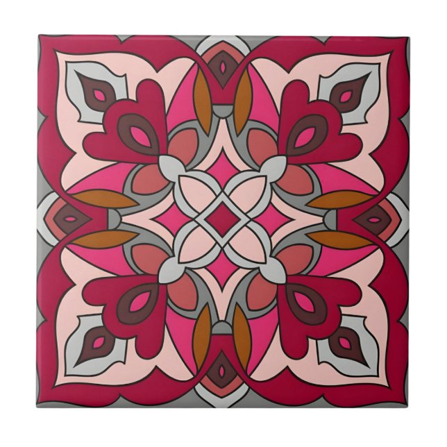 Carreau tuiles de texture rouge rose maya (Devant)