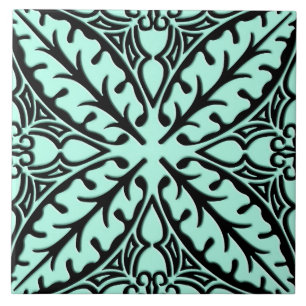 Carreau Tuiles marocaines - aqua bleu et noir
