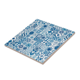 Carreau Tuiles marocaines - bleu et blanc