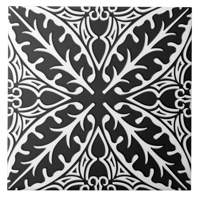 Carreau Tuiles marocaines - noires et blanches (Devant)