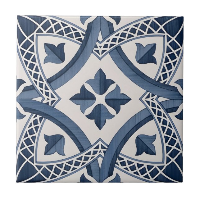 Carreau tuiles motifs de fleurs bleues classiques toscanes (Devant)