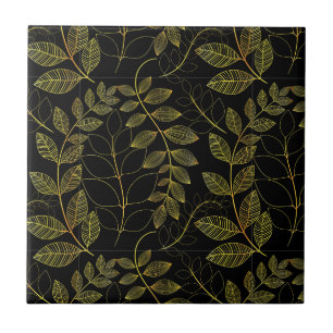 Carreau Tuiles murales artisanales en noir et or
