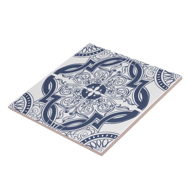 Carreau Tuiles portugaises, azulejo, tuiles bleues  (Côté)