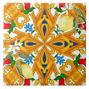 Carreau tuiles siciliennes, majolica, citron, Carrelage en