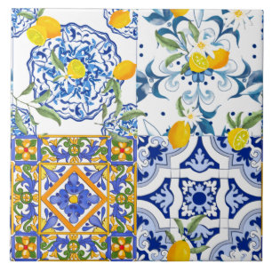 Carreau tuiles siciliennes, majolica, citron, tuiles
