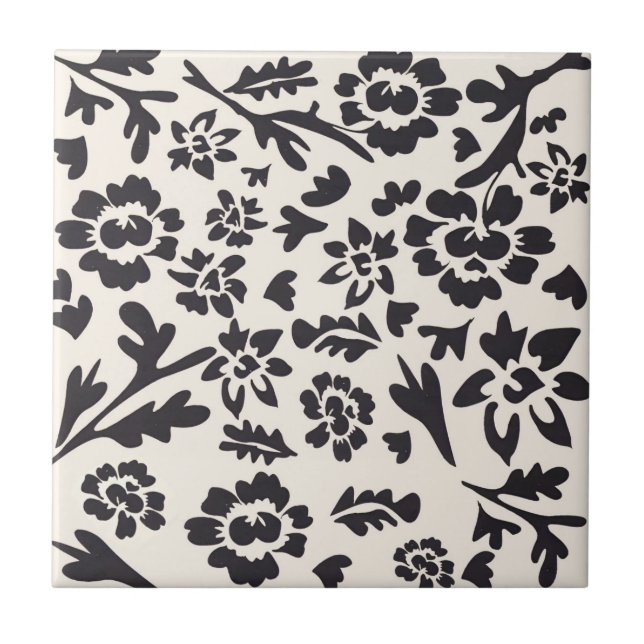 Carreau tuiles suédoises fleur de bébé noir (Devant)