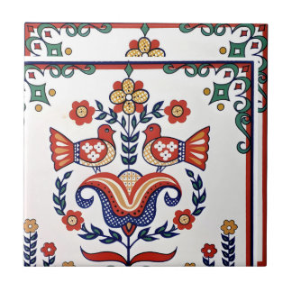 Carreau tuiles suédoises motif vintage oiseau