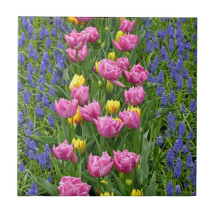 Carreau Tulières à ressort rose et jaune