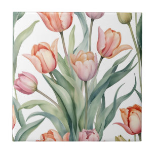 Carreau Tulipe sophistiquée avec aquarelle