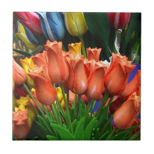 Carreau Tulipes en bois d'Amsterdam