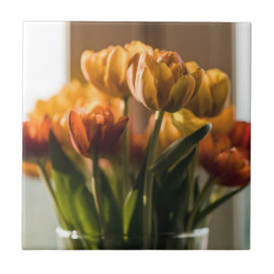 Carreau Tulipes Fleurs orange