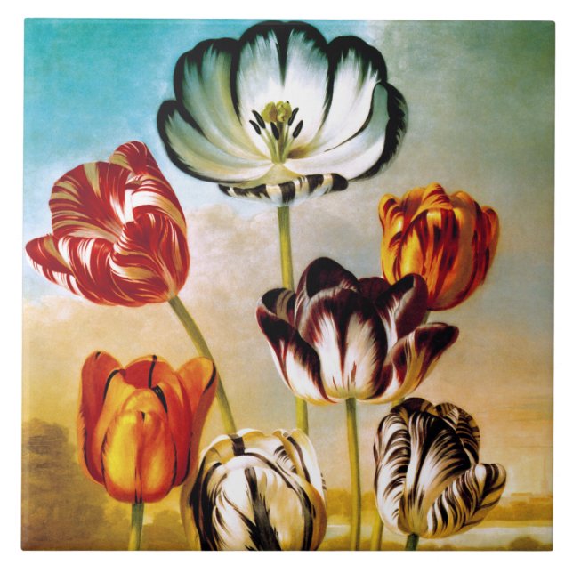 Carreau Tulipes sous le ciel Tile (Devant)