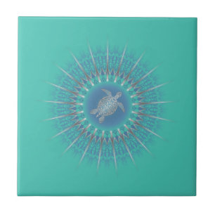Carreau Turquoise argentée Turquoise Mandala