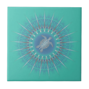 Carreau Turquoise argentée Turquoise Mandala
