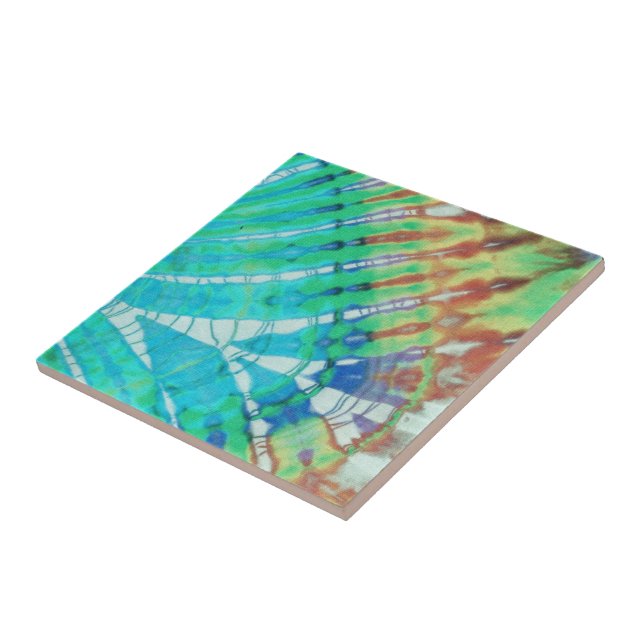 Carreau Turquoise coloré Brown moderne Batik Tie Dye (Côté)