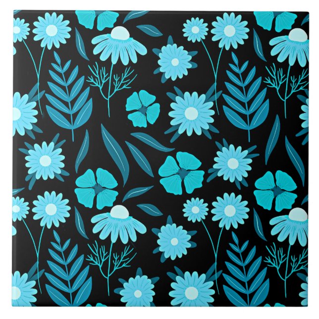 Carreau Turquoise en fleurs (Devant)