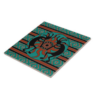 Carreau Turquoise Kokopelli Tribal Sun Sud-Ouest