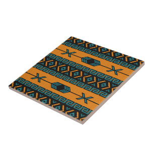 Carreau Turquoise Orange Tribal Sud-Ouest Aztec Motif