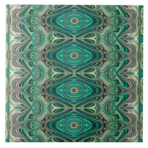Carreau Turquoise Paua Art Nouveau Motif fractal