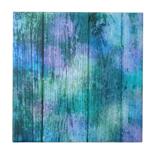 Carreau Turquoise pourpre de vert bleu de graffiti en bois