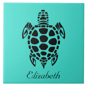 Carreau Turquoise tribale faite sur commande de tortue de