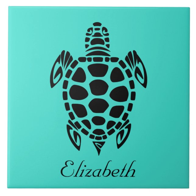 Carreau Turquoise tribale faite sur commande de tortue de (Devant)