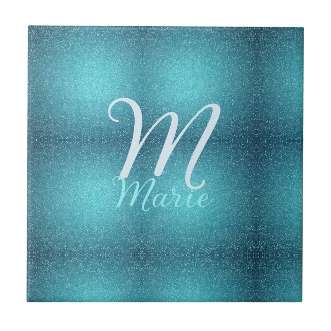 Carreau Turquoise turquoise agate aqua monogramme ajouter  (Devant)
