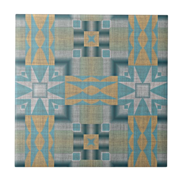 Carreau Turquoise Turquoise Bleu Jaune Orange Ethnic Tribe (Devant)