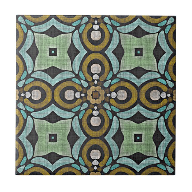 Carreau Turquoise Turquoise Bleu Vert ocre Ethnic Tribe Ar (Devant)