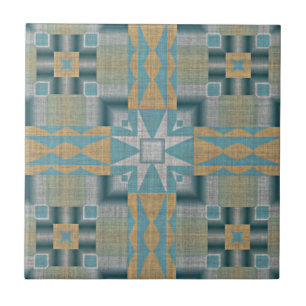 Carreau Turquoise Turquoise Jaune Orange Eclectique Aspect