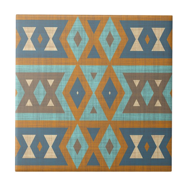 Carreau Turquoise Turquoise Terracotta Brown Ethnic Tribe  (Devant)