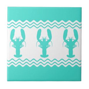 Carreau Turquoise White Coastal Lobster Stripes
