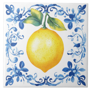 Carreau Tuscan Rustique Méditerranéen Bleu Citron