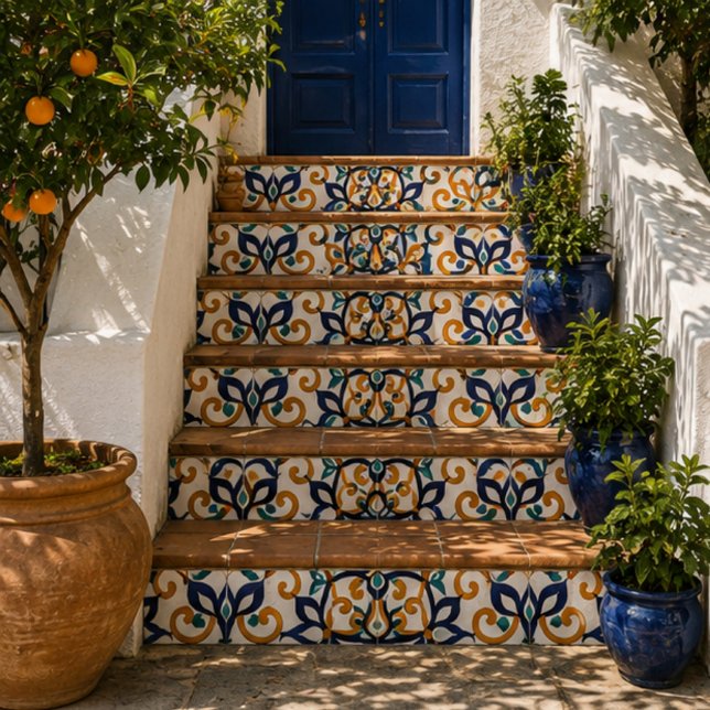 Carreau Tuscan Verve Vibrant Scrollwork  Mediterranean  (Créateur téléchargé)