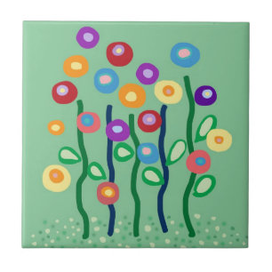 Carreau Tutuile à fleurs Art nouveau