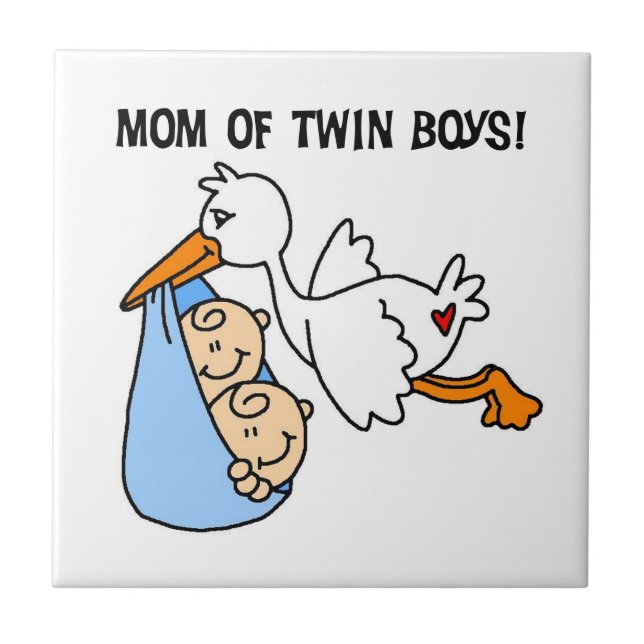 Carreau Twin Boys Maman Cadeaux de cigognes (Devant)