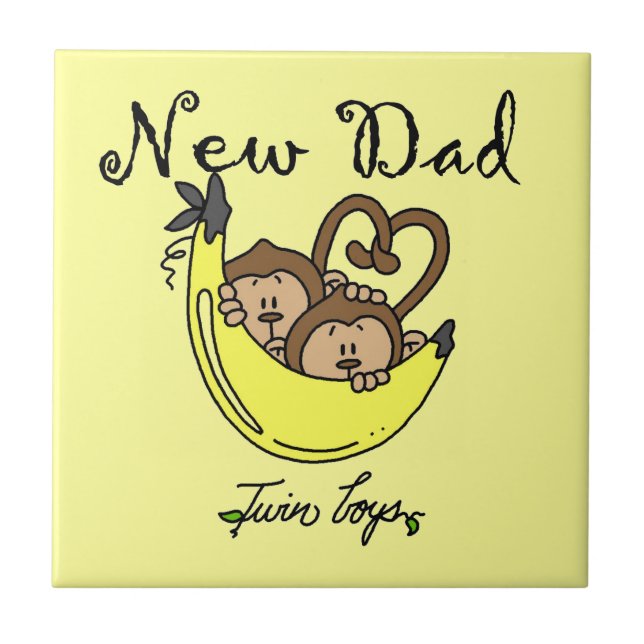 Carreau Twin Boys Singes Nouveau Papa Cadeaux (Devant)