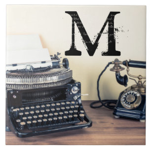 Carreau Type vintage Writer Retro Monogram Display Tile