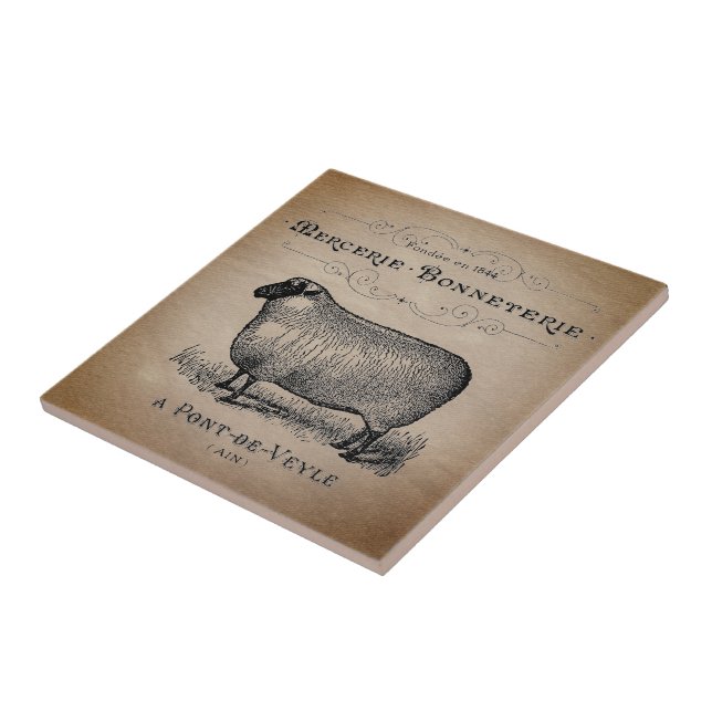 Carreau Typographie du mouton rustique français ferme (Côté)