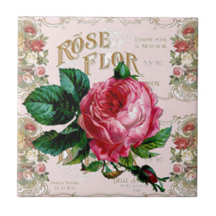 Carreau Typographie vintage de Paris, campagne Rose
