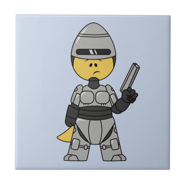 Carreau Tyrannosaurus Rex Habillé Comme Robocop. (Devant)