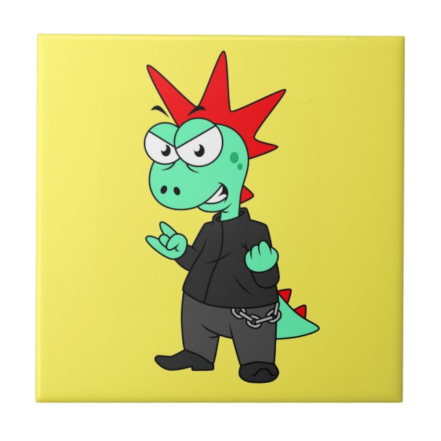 Carreau Tyrannosaurus Rex Habillé Comme Un Punk. (Devant)