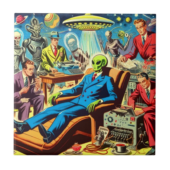 Carreau Ufo Alien Sci-fi Retro Comics (Devant)